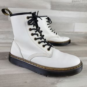 Dr Martens Zavala White Leather Combat Boot Women's Size 7